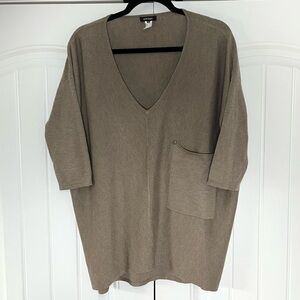 Kerisma Oversized Boxy Short Sleeve Poncho Sweater Size Medium Brown Fall